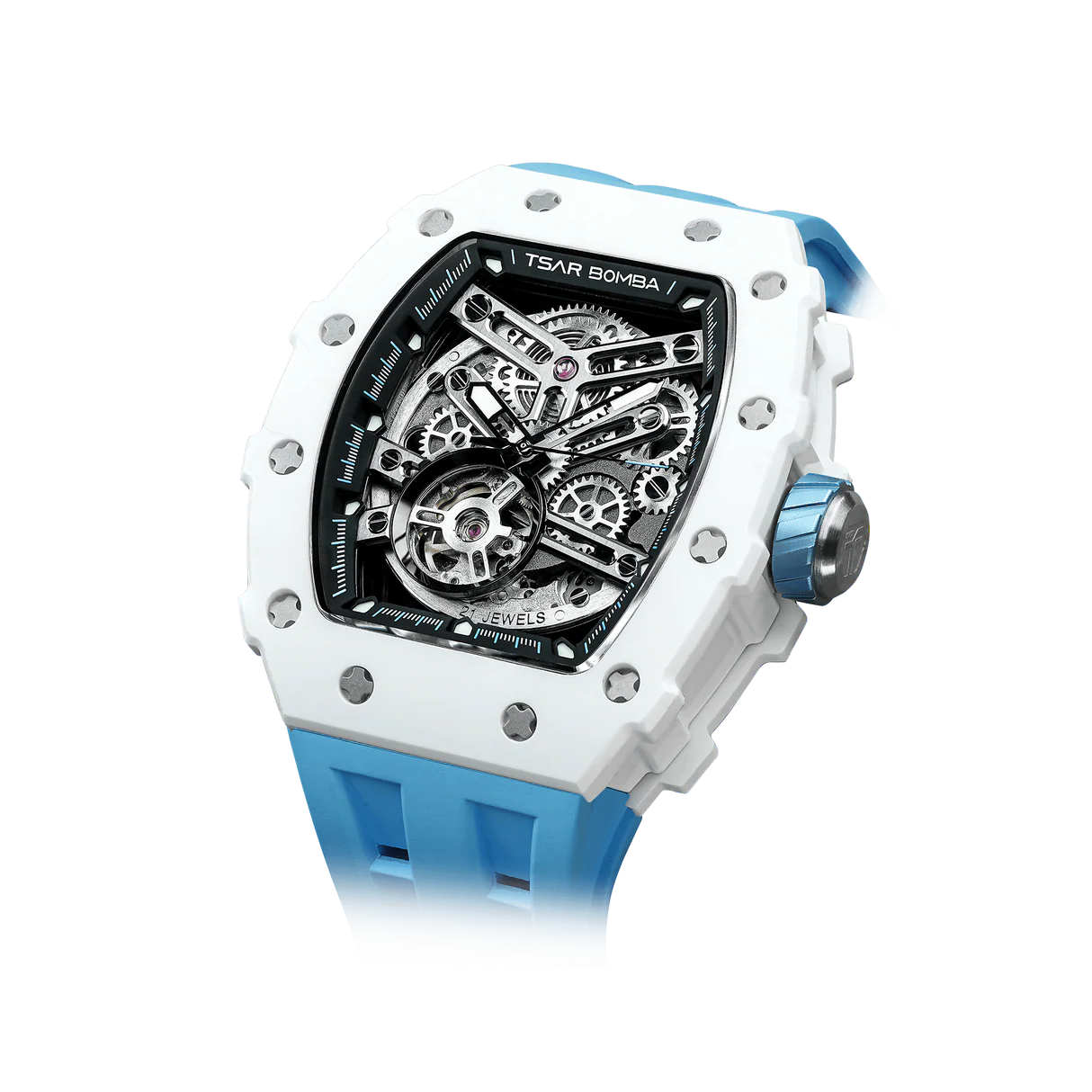Elemental Serisi – Seramik Otomatik Saat TB8208C-06 (Beyaz&Mavi)