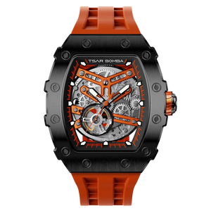 Elemental Serisi – Çelik Otomatik Saat TB8208A-01 (Siyah&Turuncu)