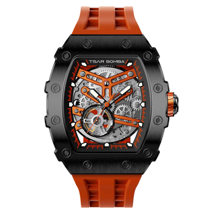 Elemental Serisi – Çelik Otomatik Saat TB8208A-01 (Siyah&Turuncu)